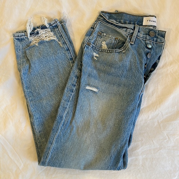 FRAME Le Original Ripped High Waist Crop Jeans - London - Picture 2 of 10